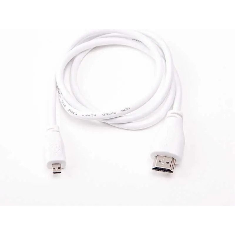 Micro HDMI-HDMI кабель для Raspberry Pi 4 Model B, білий (2 метра)