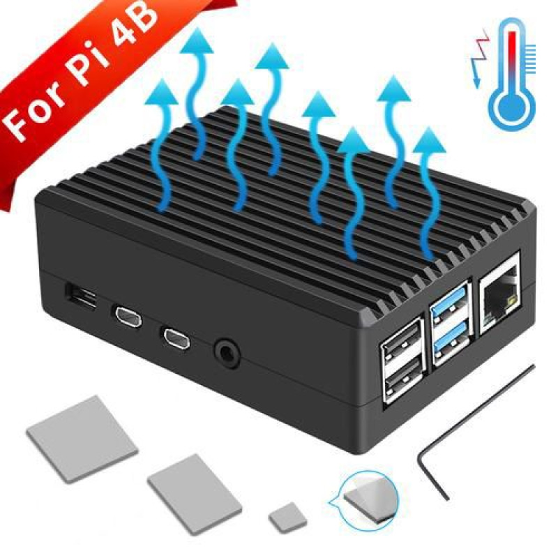 Корпус для Raspberry Pi 4 Model B з алюмінієвого сплаву