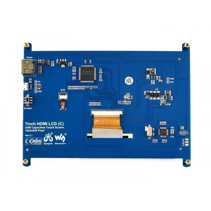 Дисплей 7inch LCD 1024x600 HDMI Capacitive Touch Screen (11199)