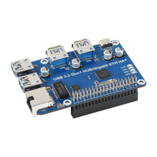 Плата розширення Raspberry Pi USB 3.2 Gen1 HUB Gigabit ETH HAT (20472)