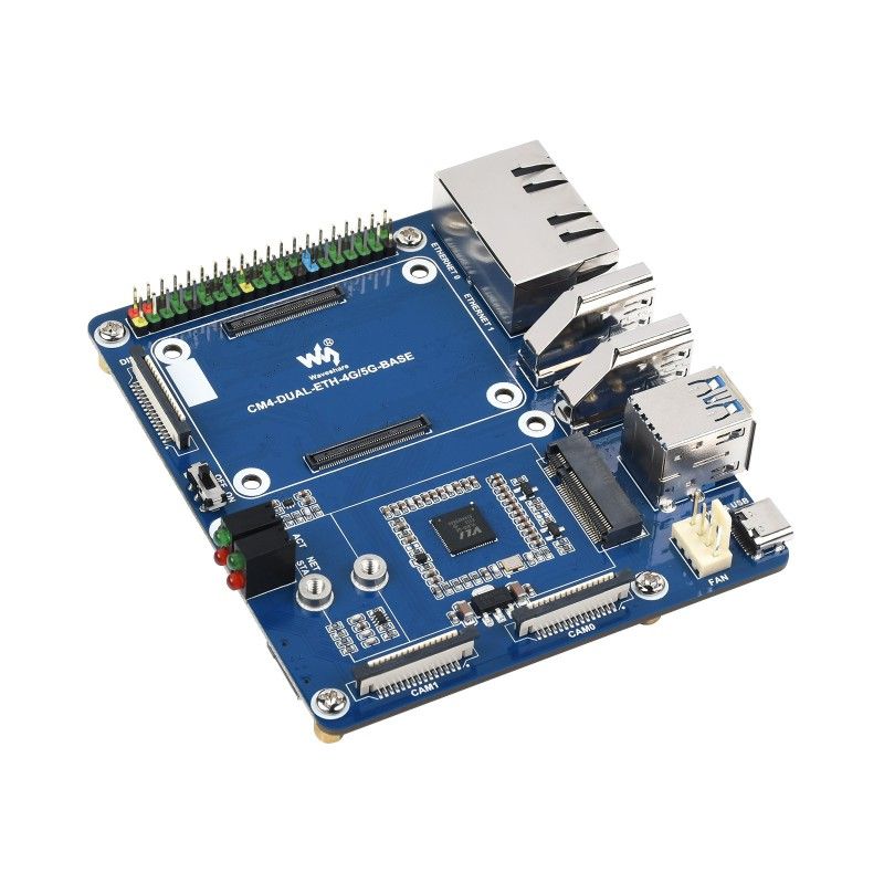 Raspberry Pi Compute Module 4 I/O Dual Gigabit Ethernet 5G/4G Board (20885)