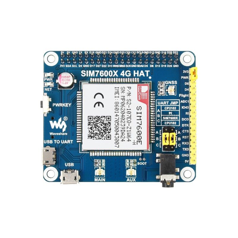 Плата розширення Raspberry Pi SIM7600E-H 4G HAT (14952)